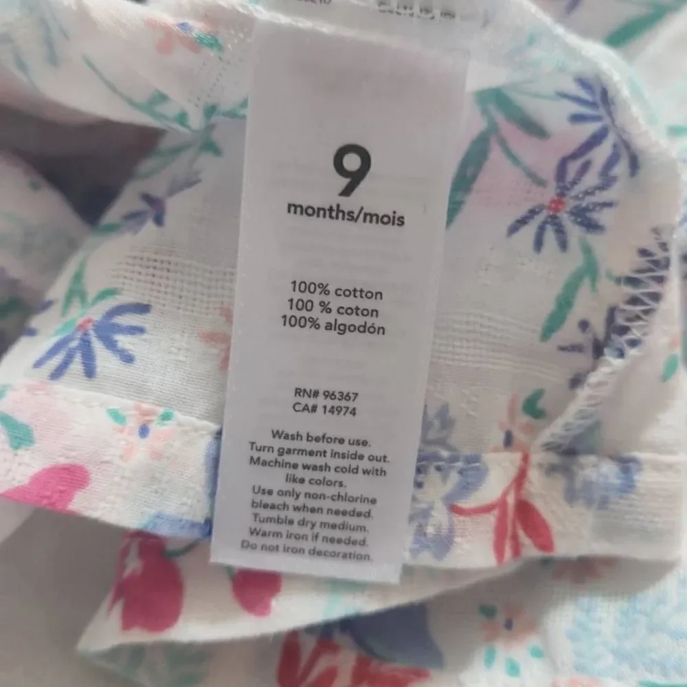 Baby B'Gosh Baby Girls Floral Button Down Peasant Top - Size 9 Months